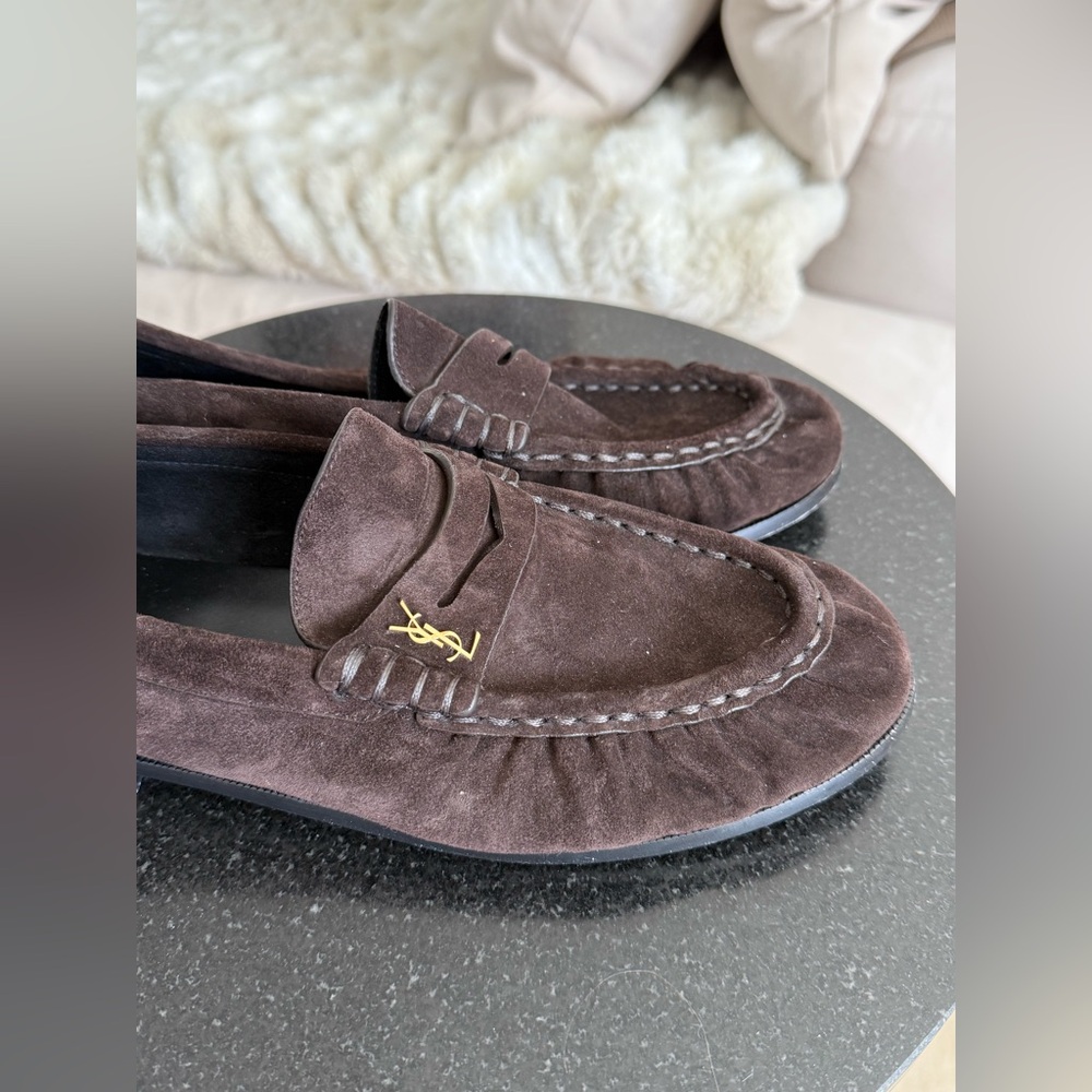 SAINT LAURENT LE LOAFER SUEDE PENNY LOAFERS - Picture 7 of 16